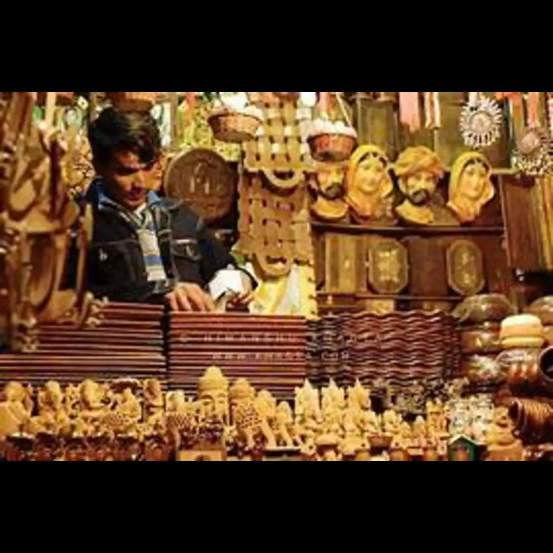 Wooden souvenirs in Lakkar Bazaar Shimla.