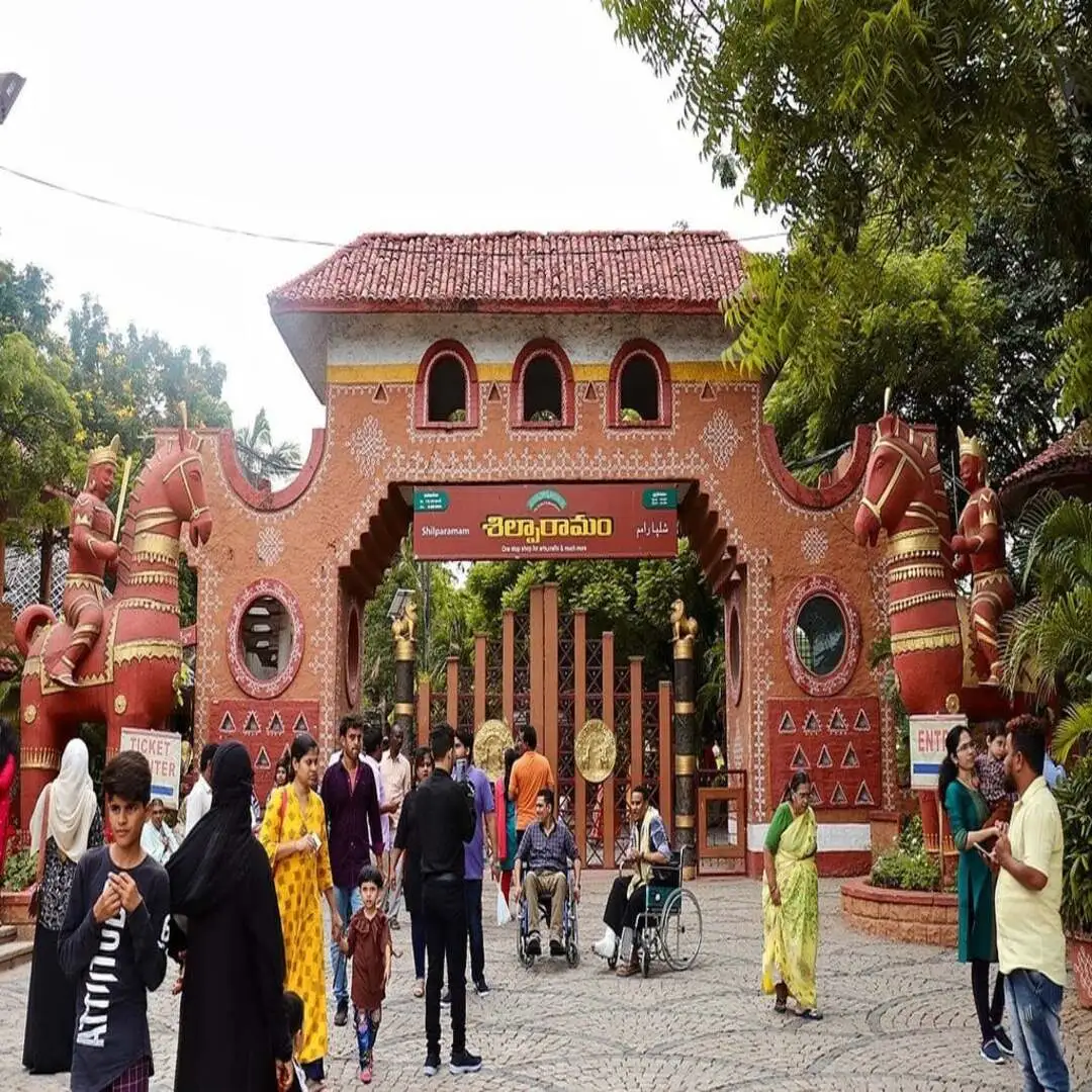 A crowed gathered at famous Shilparamam market of hyderabad.